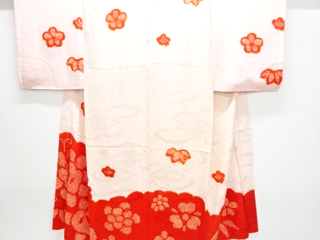 JAPANESE KIMONO / ANTIQUE JUBAN / SILK / SHIBORI / FLOWER